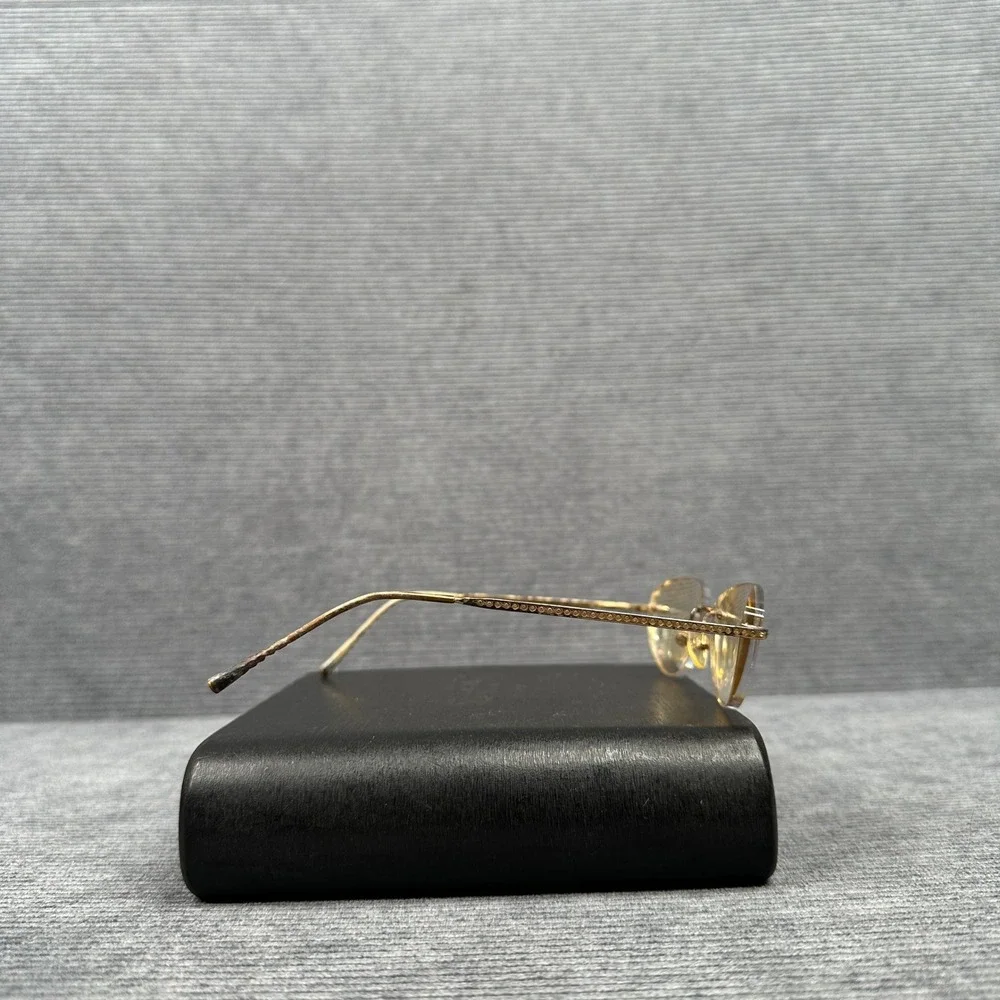 Chanel Vintage Rimless Rhinestone Eyeglasses Gold Tone Oval 4013  52-18